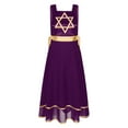 thumbnail image 3 of Sholeno Womens Choir Dancewear Liturgical Praise Dance Tunic Metallic Lace-up Sides Split Dress Dark Purple S, 3 of 7