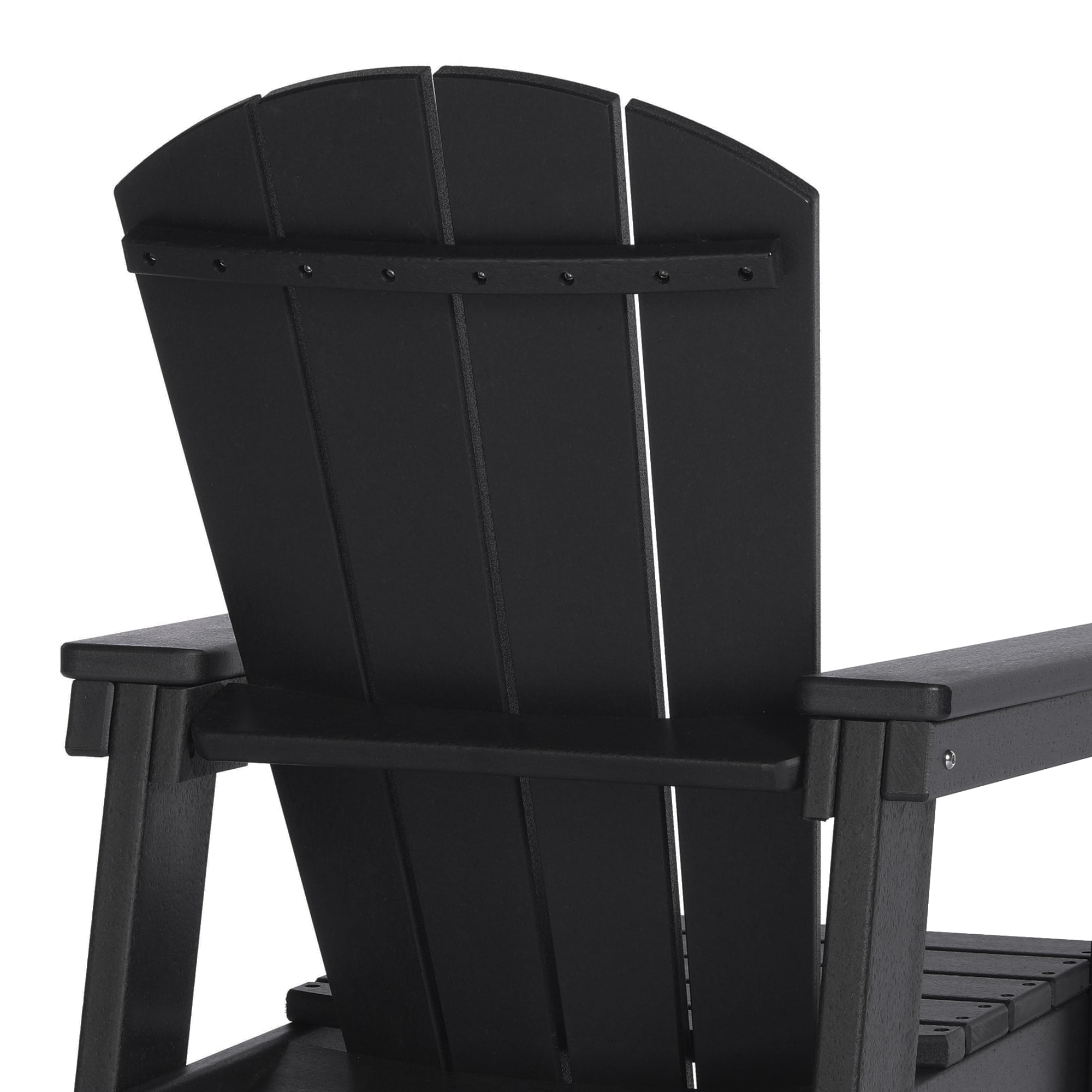 WestinTrends Malibu 2-Piece Kids Outdoor HDPE Adirondack Chair With Square Side Table Set, Black
