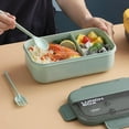 thumbnail image 5 of Contenant à Lunch Bento de Rangement Alimentaire pour Tous les Âges 1100 ml 2 Compartiments Réutilisable Cuillère Intégrée Durable Portable Convivial pour la Famille Organisateur de Repas de Tous les Jours, 5 of 5