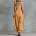 thumbnail image 5 of Pounoo Women's Jumpsuits Linen Blend Jumpsuits Boho Vacation Style Lightweight Breathable Sleeveless Button Detail Ruffle Hem Wide Leg Jumpsuits Gift, 5 of 5
