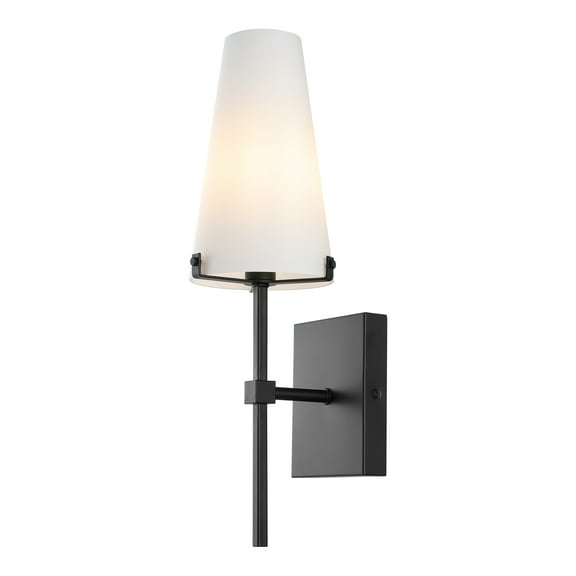 SAFAVIEH Nanda LED Black Iron Wall Sconce with White Glass Shade