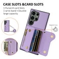 thumbnail image 2 of Wallet Case for Samsung Galaxy S24 Ultra, Classic Lychee Texture PU Leather Purse Case with Accordion Card Slots, Protective Crossbody Flip Cover with Zipper Shoulder Strap Lanyard, Purple, 2 of 8