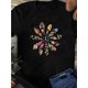 thumbnail image 1 of Women's Casual Short Sleeve T-Shirt with Vibrant Geometric Floral Print - Crew Neck, Loose Fit, Soft Cotton, Perfect for Summer Outfits, 1 of 5