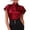 Red, variant on Women's Silk Satin Button Down Shirts Ruffle Short Sleeve Collar Blouses 2026 Summer Business Casual Work Office Tops White M
