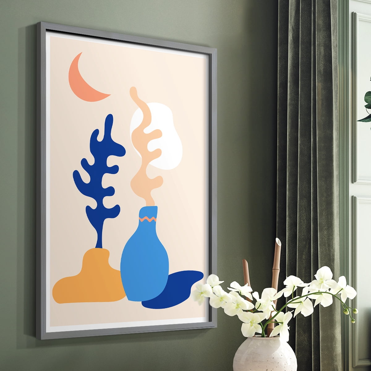 Matisse CDLXX in Gray Solid Wood Framed Print No Nail Hanging