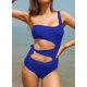 thumbnail image 2 of Femenina Los Trajes de baño de un Hombro para Mujeres recortan un Traje de baño de una Pieza Monokini Azul CH Azul CH Xishao ropa, 2 of 2