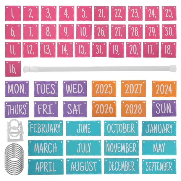 Calendario de pared 2024 a 2028 con soporte para decoración de aulas y tarjetas de fecha, soporte ajustable para decoración del hogar.