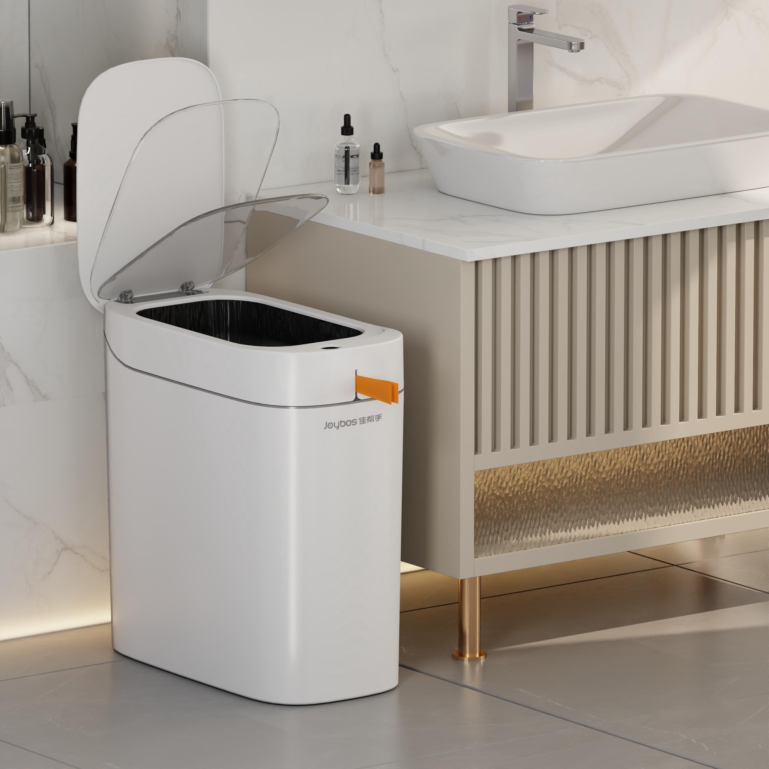 Joybos Small Trash Can, Motion Sensor Wastebasket, Slim Garbage Bin with One-Touch Auto Bagging & Odor Sealing, 2.2 Gallon