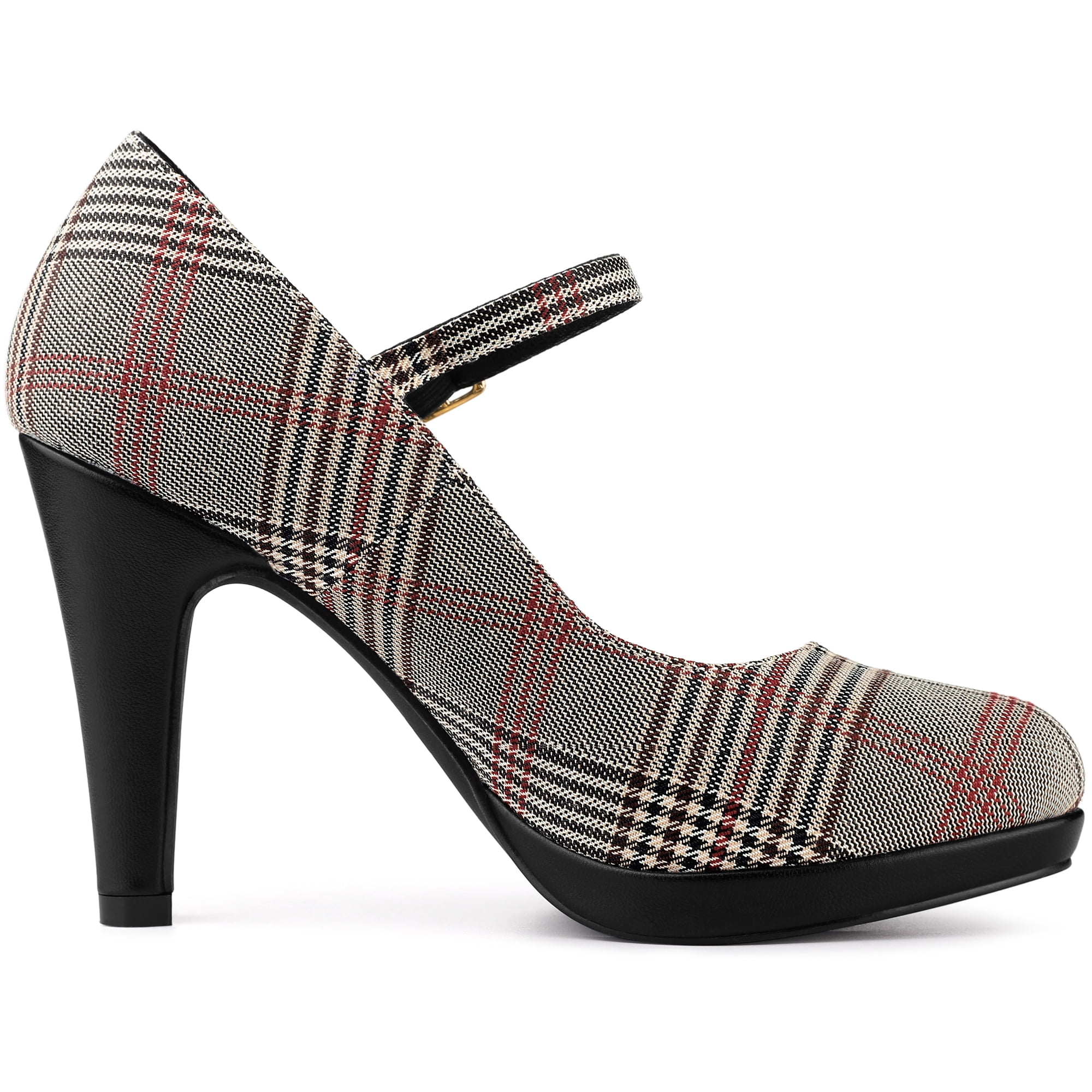 Unique Bargains Women's Houndstooth Platform Stiletto Heels Pumps