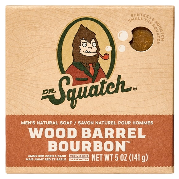 Dr. Squatch Natural Bar Soap Wood Barrel Bourbon
