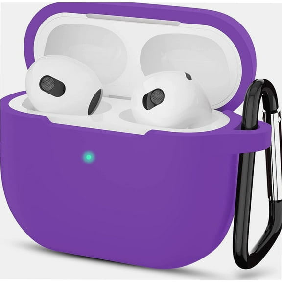 AirPods 3 Case, Protective Silicone Cover for AirPods 3rd Generation Case 2021, Wireless Charging - Purple