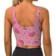 thumbnail image 3 of Fotbe Watermelon Pattern Womens' Sports Bra Longline Wirefree Padded with Medium Support Sports Moisture-Wicking Workou Vest,Tank Top-, 3 of 9