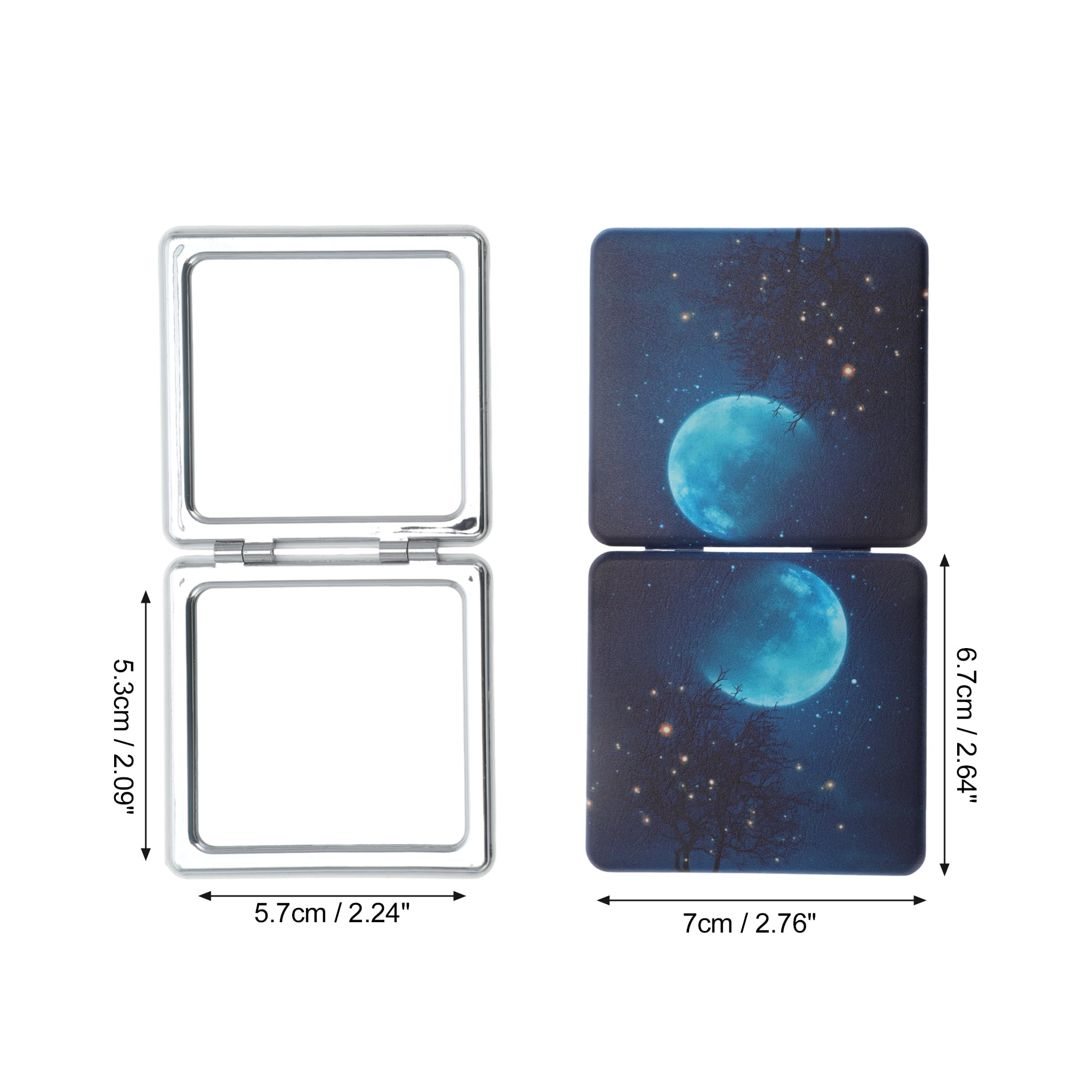 Unique Bargains 1 Pc Big Full Moon Makeup Mirror for Travel Vacation Navy Blue