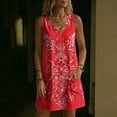 thumbnail image 5 of Stamzod Women's V Neck Summer Dress 2026 Casual Sleevless Floral Hawaiian Dresses Short Beach Sundresses with Pockets Red C XXXL, 5 of 7
