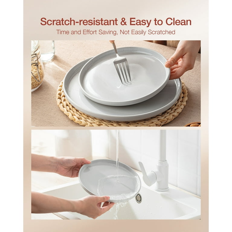 Famiware Plates & Bowls Set, 12 Pcs, Stoneware, Light Gray