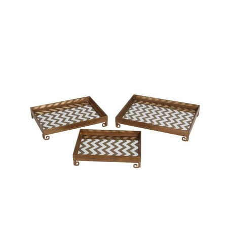 UPC 805572885143 product image for Privilege 88514 17.5 x 14 x 3 in. 3 Piece Iron Tray  Gold | upcitemdb.com
