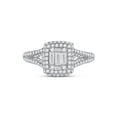 thumbnail image 3 of 14kt White Gold Womens Baguette Diamond Square Cluster Ring 1 Cttw, 3 of 4
