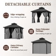 thumbnail image 2 of JolyDale 10' x 10' Hardtop Gazebo, Aluminum Frame Permanent Pavilion Double Galvanized Metal Roof with Curtains and Hooks for Garden, Patio, Backyard, Gray, 2 of 8