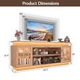 thumbnail image 5 of LED TV Stand for up 75" 80" TVs, Modern Entertainment Center with 36" Fireplace Space & Charging Station, Wooden Media Console with Glass Display Cabinets & LED Lights, Natural Oak, 5 of 10