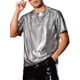thumbnail image 4 of Camiseta de fiesta disco de manga corta para hombres con estampado animal metálico INSPIRE CHIC XL Plata, 4 of 6