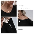 thumbnail image 2 of Suéter Con Cuello En V, Línea De Corte, Suave, Corto, Manga Larga, Elegante, Amigable Con La Piel, Casual, Hombro Caído Para Mujer Para Exteriores ANGGREK  Otros, 2 of 5