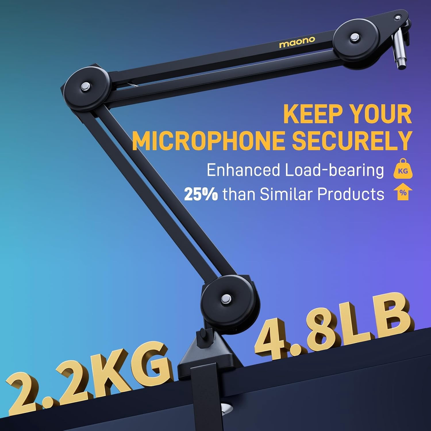 BA37 Heavy Duty Microphone  Arm with Upgraded Desk Clamp for Podcasting Recording Streaming Gaming