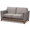 thumbnail image 1 of Baxton Studio Sava Fabric Upholstered Loveseat in Grey and Walnut, 1 of 9