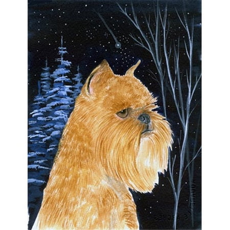 Starry Night Brussels Griffon Canvas Flag - House Size 28 x 40 in.