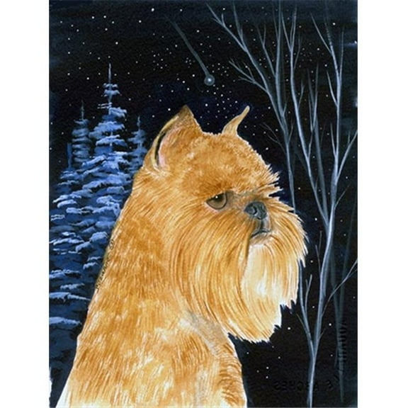 Starry Night Brussels Griffon Canvas Flag - House Size, 28 x 40 in.