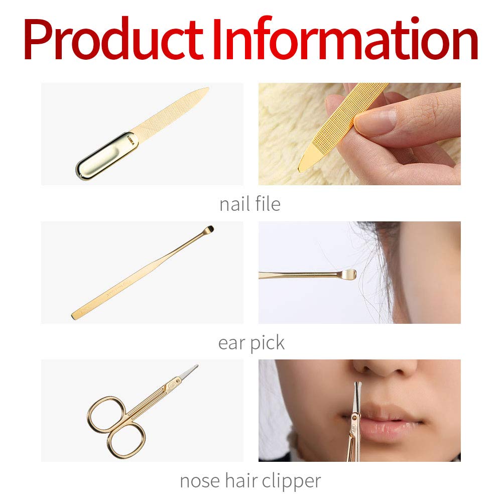Korean Nail Clipper! World No. 1 Three Seven (777) Travel Manicure Grooming Kit Nail Clipper Set (11 PCs), MADE IN KOREA, SINCE 1975 (Gold)