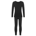 thumbnail image 2 of Sinleey Kids Girls Thermal Underwear Set Nude Fleece Base Layers Set Active Undergarments for Ballet Type B Black XL, 2 of 6