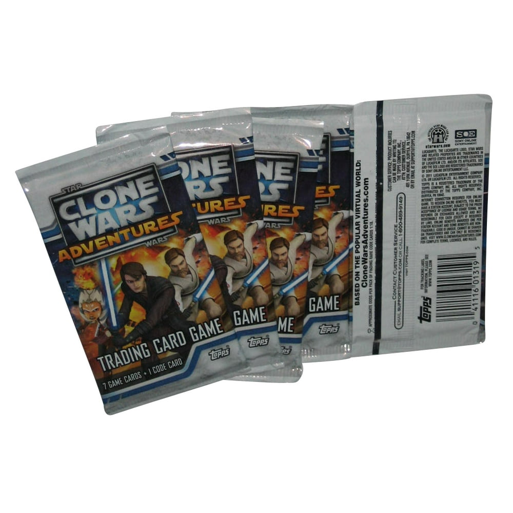Star Wars Clone Wars Adventures Topps Trading Card Game Pack Lot - (5 Packs) - Walmart.com