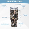 thumbnail image 5 of Sikiie Floral Insects Insulated Stainless Water Bottle Lid Travel Mug Cup Insulated Tumblers Cup 40oz Ice Bully With Handle, 5 of 8