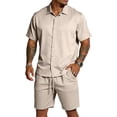 thumbnail image 2 of Men's 2 Pieces Short Sleeve Button Down Shirts and Short Set Casual Beach Vacation Summer Outfits, 2 of 6