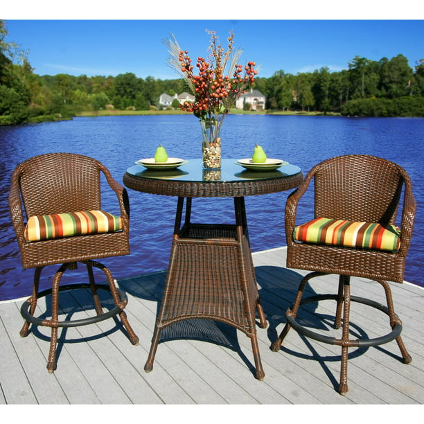Sea Pines Bar Height Patio Bistro Set, Outdoor Counter Height Bistro Table And Chairs