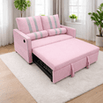 thumbnail image 3 of 68.5" Pull Out Sleeper Sofa Bed with USB Charging Port, Adjustable 3-Position Backrest, Modern Convertible Loveseat Couch for Living Room Guest Room, Pink, 3 of 13