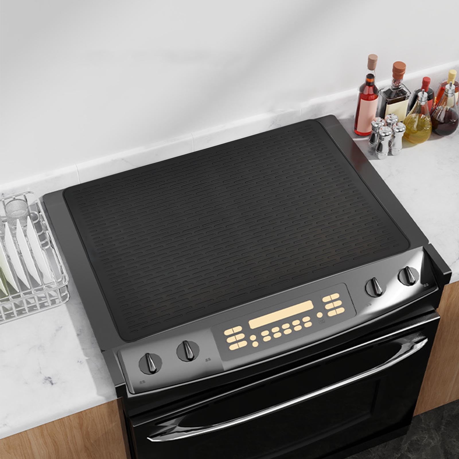 Stove Mat Stove Protection Mat - Heat Insulation Kitchen Countertop Mat, Non-Slip Drainage Mat for Stovetop Protection, Food-Grade Silicone
