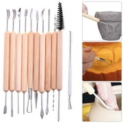 Deago 11Pcs Pottery Clay Tools Set  Metal Tipped Clay Sculpting Tools with Wood Handles, Ideal for Cleaning and Creating Decorative Effects on Clay Surfaces
