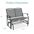 thumbnail image 3 of 2-Person Outdoor Patio Swing Glider Steel Bench Loveseat Rocker for Deck, Porch w/Textilene Fabric, Steel Frame - Gray, 3 of 7