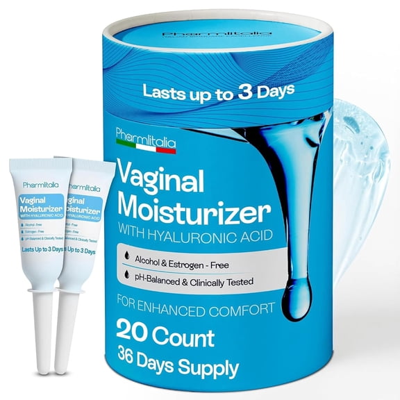 Vaginal Moisturizer Gel for Vagina Health, Moisturizer Applicators for Vaginal Dryness Relief and Long Lasting Wetness - Pre and Post Menopausal - 20 Pre Filled Applicators