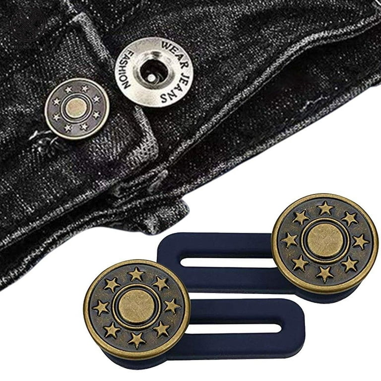 Luxtrada 10pcs Jeans Retractable Button Adjustable Detachable Extended Button for Pants, Size: Total Length: (3.5cm) 1.38, Silver