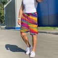 thumbnail image 7 of Kdxio Lines Multicolored Rainbow Print Mens Sleep Shorts Bottoms Soft Comfy Pajama Wear Pants with Drawstring Pockets, 7 of 7