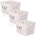 thumbnail image 5 of Canvas Storage Basket Rectangular with Handles 7.5''x16''x12.25'', Household Storage For Blankets, Towels, Toys - White Canvas, Cat Toys Print - 3 Pack, 5 of 8