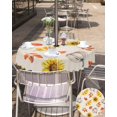 thumbnail image 4 of Yellow Orange Fall Outdoor Tablecloth - 54 Inch Round Dining Table Cover, Sunflower Pumpkin Botanical Rustic Waterproof Outdoor Table Cloth with Umbrella Hole & Zipper for Picnic/Patio, 4 of 5