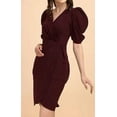 thumbnail image 4 of Women's Puff Sleeve V-Neck Bodycon Casual Mini Dress, 4 of 5