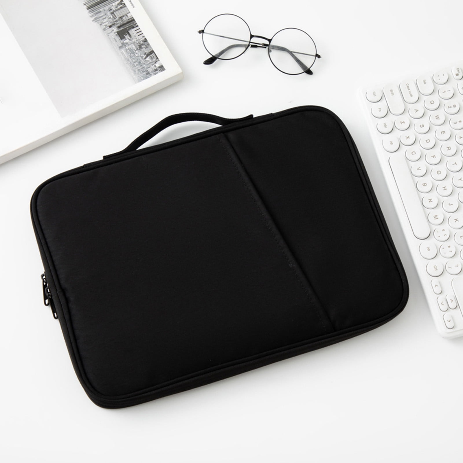 Hiroekza Universal Tablet Sleeve Case for 10.1 Inch Android Tablets - Lightweight Polyester Laptop Bag with Large Capacity for Notebooks & Accessories - Multi-Function Handbag or Backpack Black