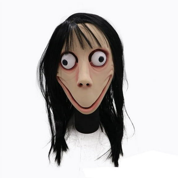 Lelaffet Scary Mask Adult latex Full Head Masks Party Costume with Black Long Hair Accessory