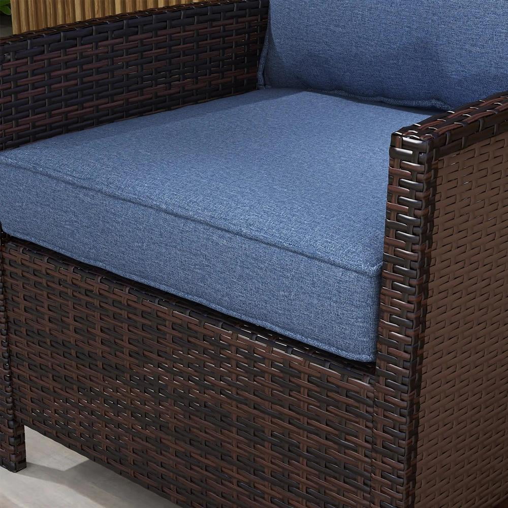 Resenkos Patio Chair Cushions, Outdoor Chair Pads,4 Patio Chair Cushions with Seat & Backrest, Fade Resistant Seat Replacement Cushion Set, Blue
