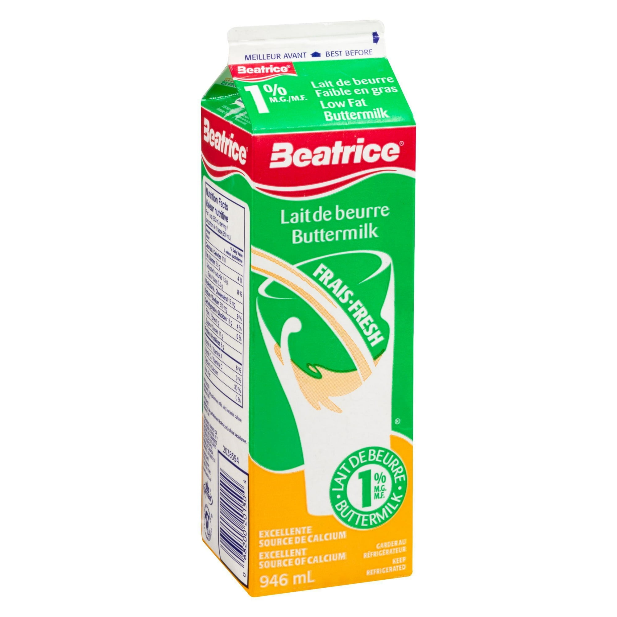 lait de beurre beatrice 1%