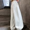 thumbnail image 6 of XIYNBAOK Low Rise Pants Sweat Pants Trendy Pants Kids Wide Leg Sweatpants Kids Sweat Girls Baggy Sweatpants Toddler Girl Clothes 4t, White 9-10 Years, 6 of 7